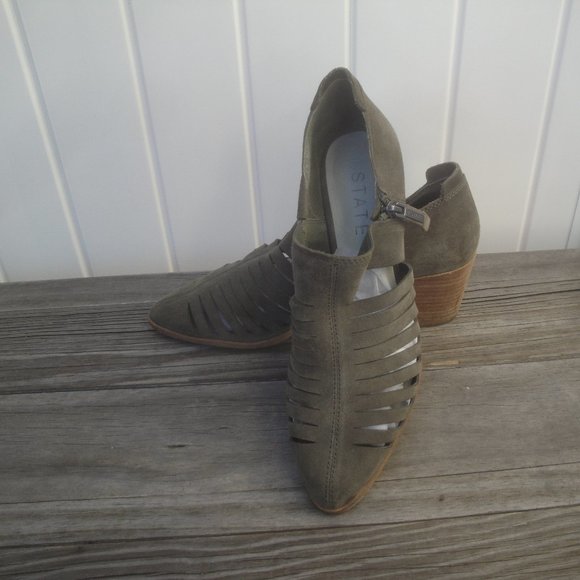 1. State Bootie Leather Upper "Arnet" Olive Green with zipper Size 9 - Picture 2 of 9